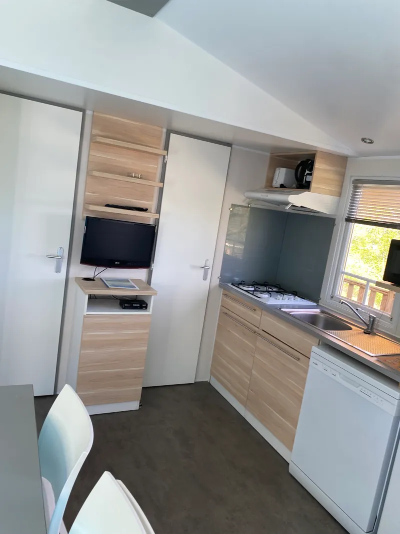 Mobil-Home Premium 30 M²  (3 Chambres) Terrasse Semi-Couverte 15M² + Tv + Lv + Clim