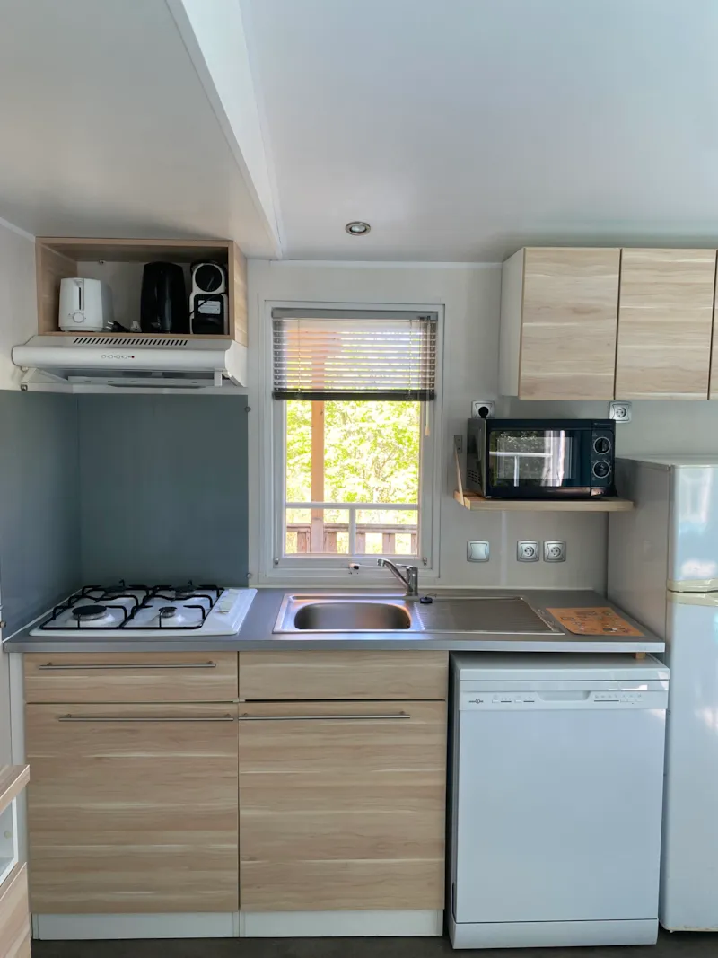 Mobil-Home Premium 30 M²  (3 Chambres) Terrasse Semi-Couverte 15M² + Tv + Lv + Clim