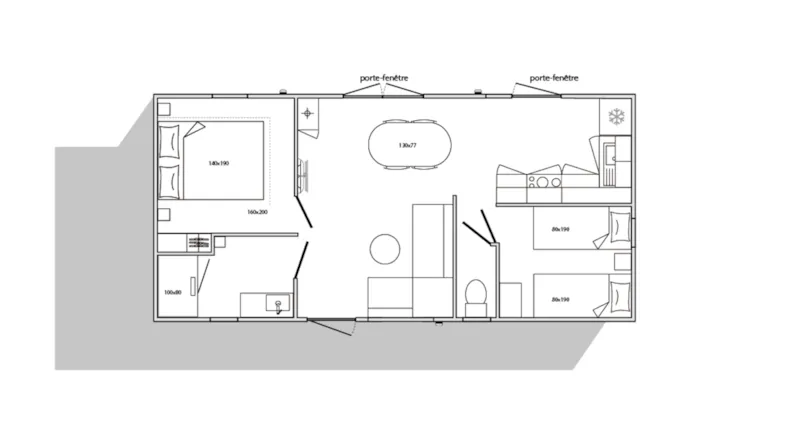 Premium 2 Chambres Family 31.6M² (8.6Mx4.2M), + Climatisation + Lave Vaisselles + Plancha A Gaz + Tv