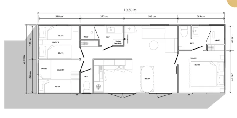 Premium 3 Chambres Family 40M² (10.8Mx4.2M), + Climatisation + Lave Vaisselles + Plancha A Gaz + Tv