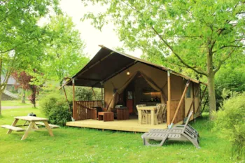 Mietunterkunft - Leinwand Hütte Woody Confort - Castel Camping Le Brévedent
