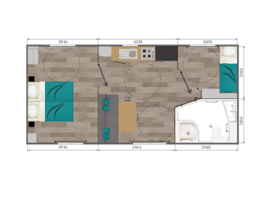 "COMFORT" Mobile Home - 2 Bedrooms + Terrace