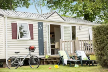 Mietunterkunft - Mobilheim Cottage « Flores » 6P. 35M² - 3 Schlafzimmer – Fernsehen – Holzterrasse - Camping Homair - La Pommeraie de l'Océan
