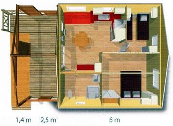 Chalet confort ORIGAN adapted to the people with reduced mobility 35 m² - 2 bedrooms