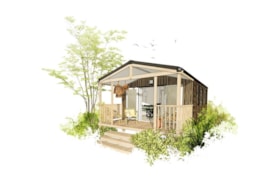 Mietunterkunft - Mobil Home Confort - 2 Zimmer - Integrierte Terrasse +/- 23M² - Camping des Chaumières