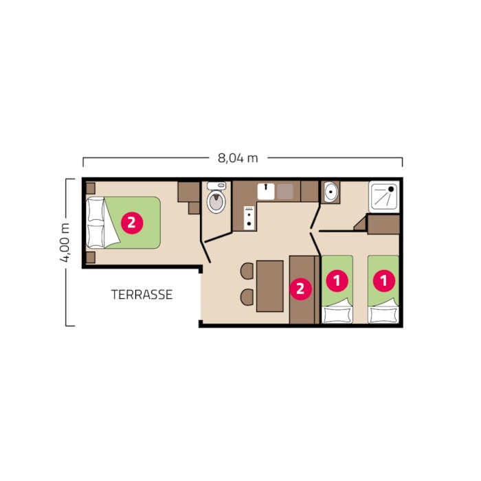 Mobil-Home Loggia - 25M² - 2 Chambres