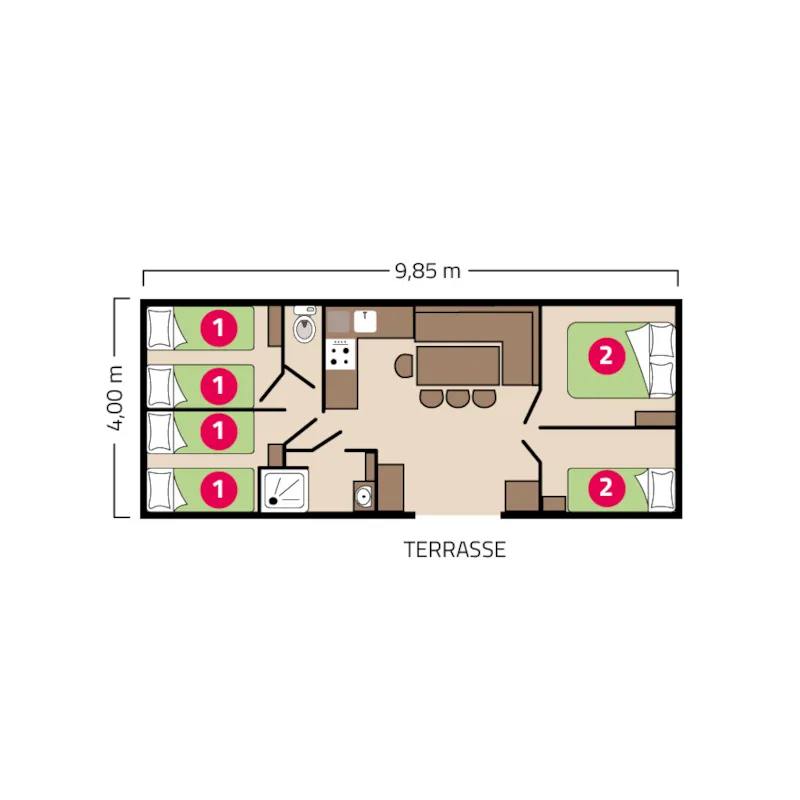 Mobil-Home Géneration - 36M² - 4 Chambres