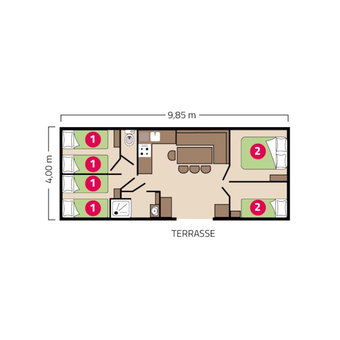 Mobil-Home Géneration - 36M² - 4 Chambres