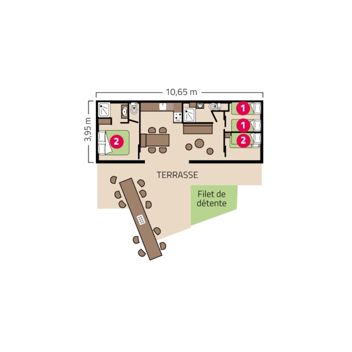 Mobil-Home Otello Clim 6 Personnes - 40 M² - 3 Chambres