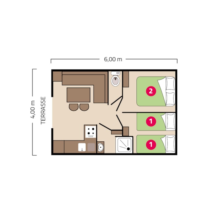 Mobil-Home Palma Climatisé 4 Personnes - 24M² - 2 Chambres