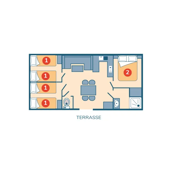 Mobil-Home Famille - 34M2 - 3 Chambres