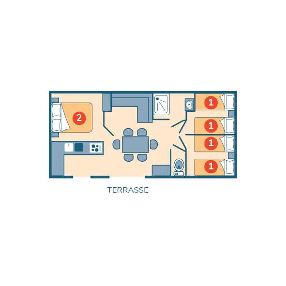 Mobil-Home Famille Clim - 34M² - 3 Chambres