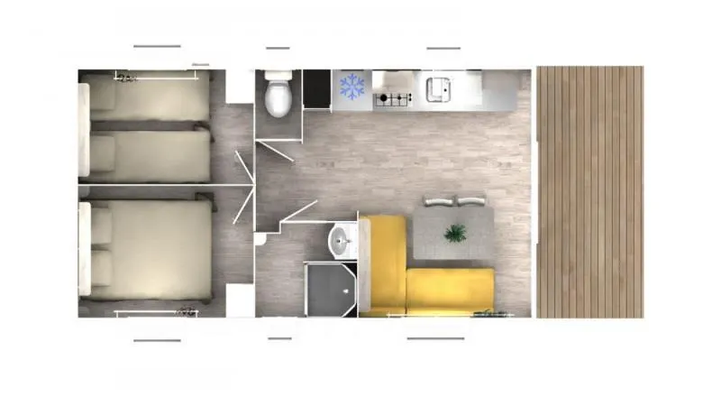 Mobil-Home L'etang 33M² / 2 Chambres - Terrasse Pignon Face À L'étang 4 Pers.