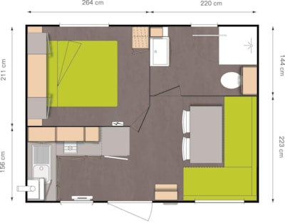 BEACH - 18.6m² (1 bedroom) + TV + Terrace — 10