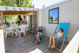 Mietunterkunft - Mobilheim  40M² (4 Zimmer) + Tv + Überdachte Terrasse - Camping Bois Soleil