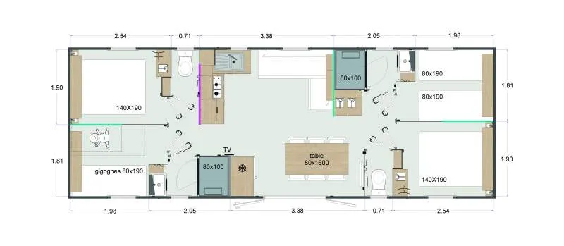 Sable Plus 40M² (4 Chambres, 2 Salle De Bains) (-De 3 Ans) + Tv+Terrasse