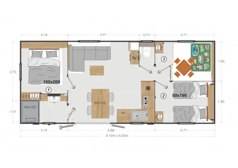 Premium - 2 Chambres Avec Spa - 33M² (- 3Ans)+Tv + Terrasse