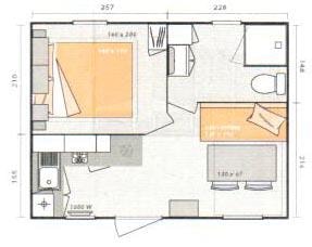 Mobile-home Confort 18m² - 1 bedroom + sheltered terrace + TV