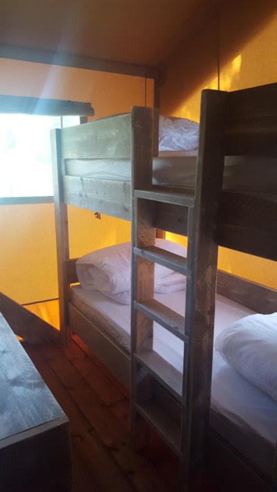 Tente Woody Premium +38m² -  2 bedrooms + sheltered terrace + TV