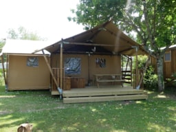 Location - Tente Luxury Lodge Premium 40M² - 2 Chambres + Terrasse Couverte  + Tv - Flower Camping Le Nauzan Plage