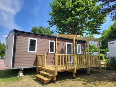 Mobile-home Premium 29m² - 3 bedrooms - Half-covered terrace + Dishwasher + TV