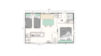 Mobile-home Confort 22m² - 2 bedrooms - Half-covered terrace +TV