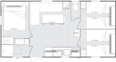 Mobile-home Confort 29m² - 3 bedrooms + covered terrace + TV