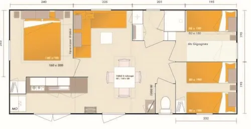 Mietunterkunft - Klassisches Mobilheim – 3 Schlafzimmer- Les Faïsses - image n°8 - Camping LA CHAPOULIÈRE
