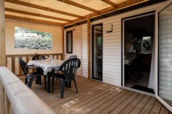 Mietunterkunft - Mobilhome 2 Zimmer Überdachte Holzterrasse - Camping Les Acacias