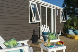 Mietunterkunft - Mobilehome Riviera Suite  - 29 M² - Terrasse (2 Zimmer) - Capfun - Camping Les Portes Du Beaujolais