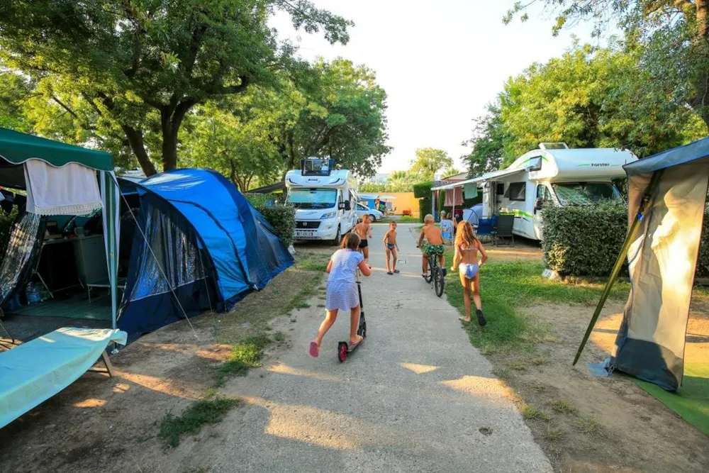 Pitch - Caravan (Under 6.5M) + 1 Vehicle + Electricity + 2 Adults + Tax - Bungalows du Golfe - Camping les Pruniers