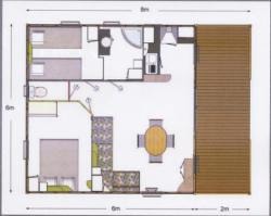 Chalet Premium 35M² (2 Chambres) + Climatisation + Lave-Vaisselle + Terrasse Couverte 12M²