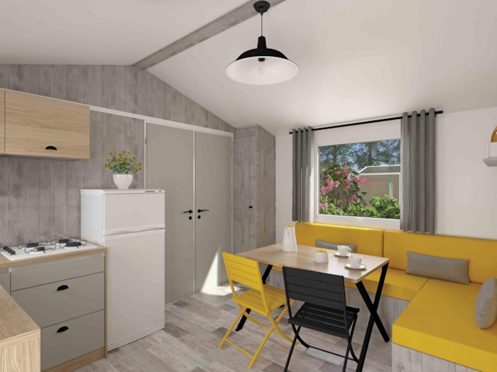 Mobil-Home Confort 27.5M² (2 Chambres) + Terrasse Bois Semi-Couverte 11M²