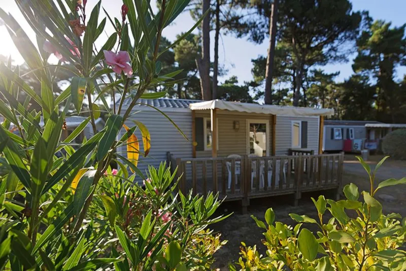 Mobil-Home Confort 27.5M² (2 Chambres) + Terrasse Bois Semi-Couverte 11M²