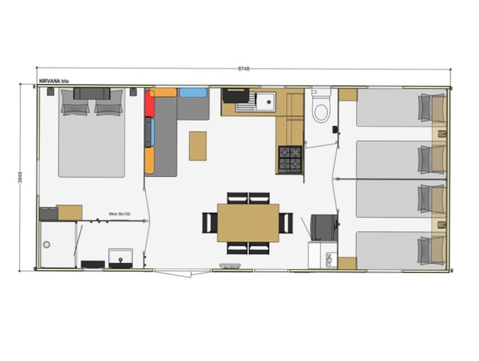 Mobil-Home Premium 33M² (3 Chambres) + Lave Vaisselle + Lit 160 + Terrasse Semi-Couverte 15M²