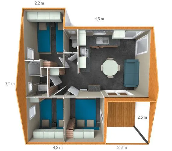 Chalet Premium 34M² (3 Chambres) + Climatisation + Lave-Vaisselle + Terrasse Couverte