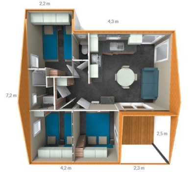 Chalet Premium 34m² (3 bedrooms) + air conditioning + sheltered terrace +Dishwasher — 2