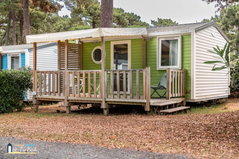Mobil-Home Confort 18,60 M² (1 Chambre) + Terrasse Bois Semi-Couverte