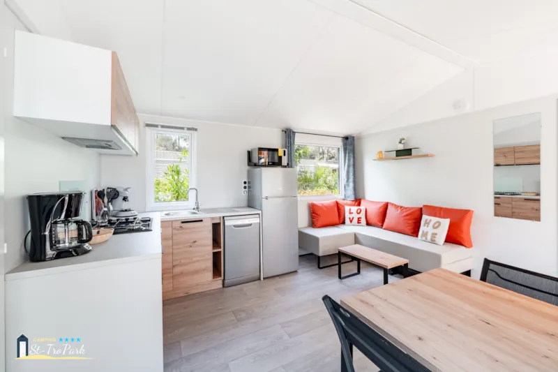 Mobil-Home Premium 31M² (2 Chambres) + Lave Vaisselle + Terrasse Semi-Couverte 15M²