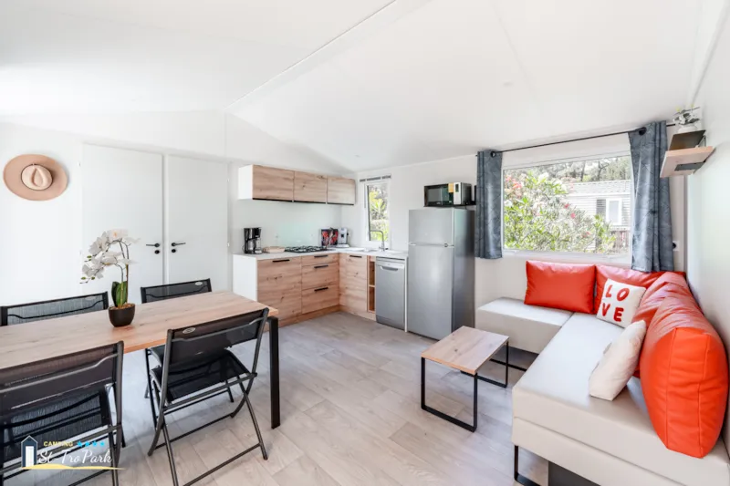 Mobil-Home Premium 31M² (2 Chambres) + Lave Vaisselle + Terrasse Semi-Couverte 15M²