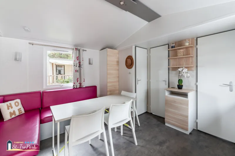 Mobilhome Confort 31M² (3 Chambres) + Terrasse Bois Semi-Couverte 15M²