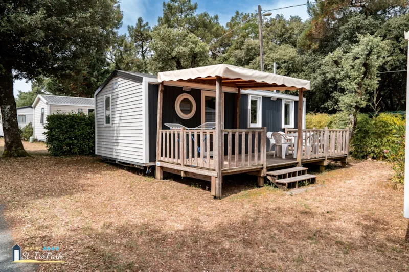 Mobilhome Confort 31M² (3 Chambres) + Terrasse Bois Semi-Couverte 15M²