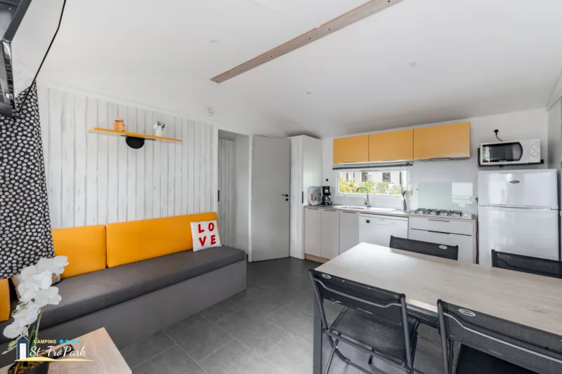 Mobil-Home Premium 32M² (2 Chambres - 2 Sdb) + Lave Vaisselle + Terrasse Semi-Couverte 15M²