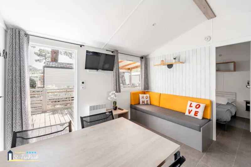 Mobil-Home Premium 32M² (2 Chambres - 2 Sdb) + Lave Vaisselle + Terrasse Semi-Couverte 15M²