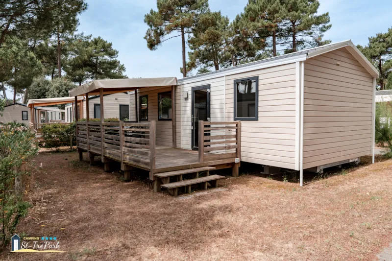 Mobil-Home Premium 32M² (2 Chambres - 2 Sdb) + Lave Vaisselle + Terrasse Semi-Couverte 15M²