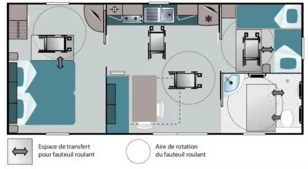 Mobil Home Personne Mobilité Réduite - 2 Chambres - 4 Personnes