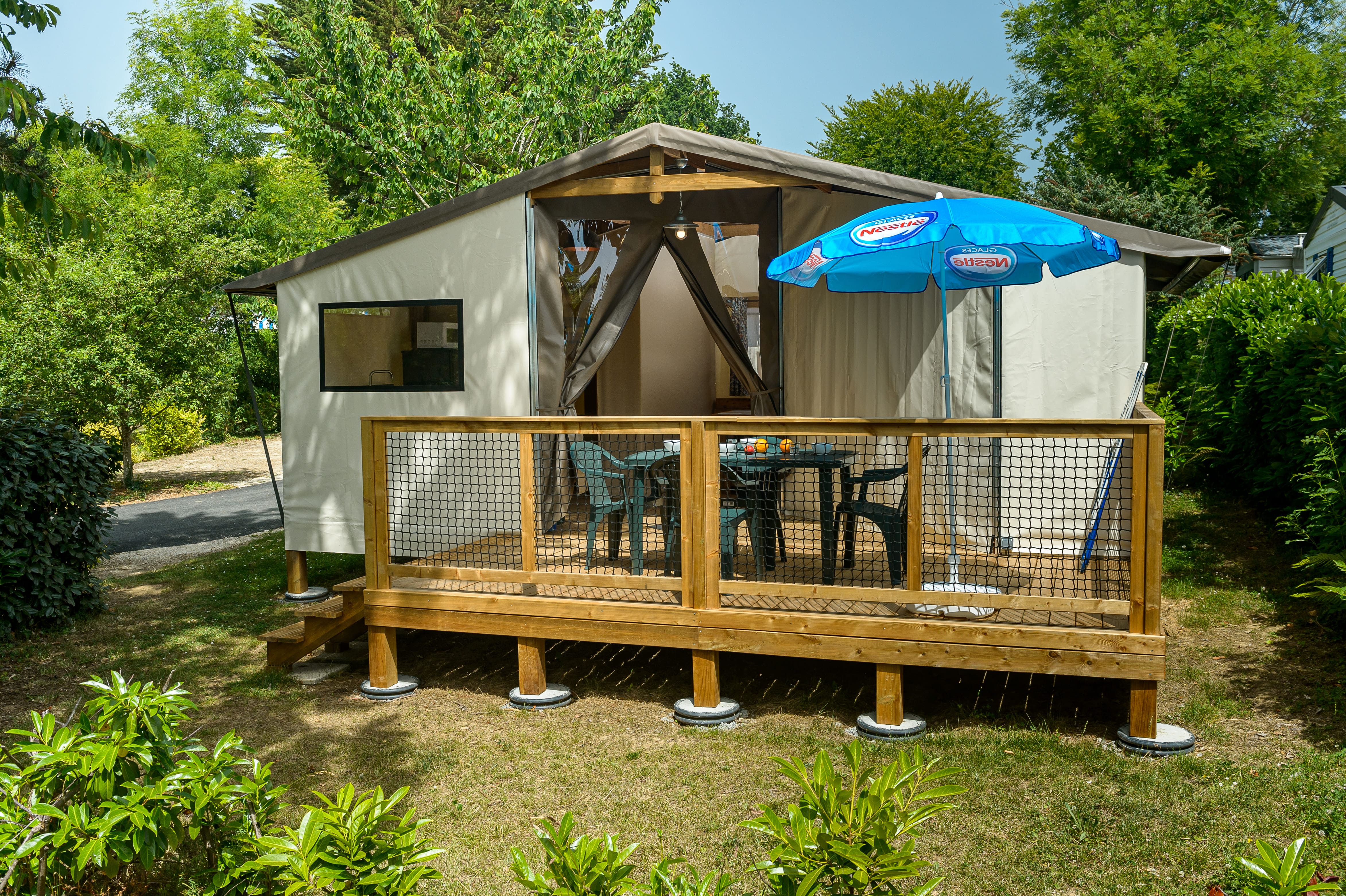 Location - Cabane D'uther Confort 27M² (2 Chambres) + Terrasse Semi-Couverte - Flower Camping Le Kergariou