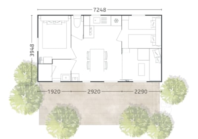 Mobile-home Yvain Confort 27m² (2 bedrooms) + sheltered terrace + TV — 8