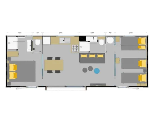 Location - Mobil Home Ciela Prestige - 3 Chambres Dont 1 Suite Parentale - Draps, Serviettes Et Barbecue Inclus - image n°9 - Camping Le Pommier