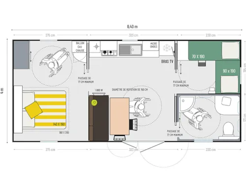 Location - Mobil Home Ciela Confort Pmr - 2 Chambres - image n°7 - Camping Le Pommier